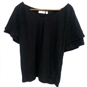 Rafaella Black Short Sleeved Flutter T-Shirt